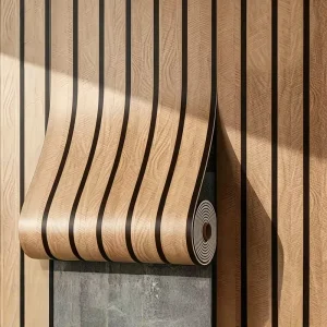 3D Peel and Stick Wallpaper Wood Grain Slatted Thickened Waterproof Moistureproof for TV Background Wall Home Decor