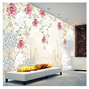 3D Poster Deep Embossing Custom PVC Wall Paper for Livingroom Decoration