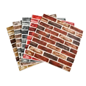 3D Red Faux Brick Wall Panels Peel and Stick Small Size Self Adhesive 3D Brick Wallpaper Background for Interior Wall Decor