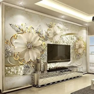 3D Relief Flower Pattern Mural Jewelry Wallpaper Home Decoration