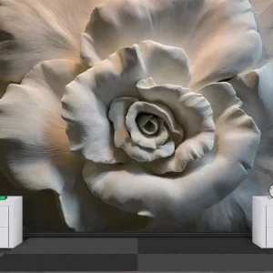 3D Rose Peel and Stick Wallpaper Vinyl Wallpaper for Elegant Room Decor Realistic White Flowers Wallpaper
