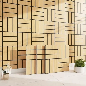 3D Self Adhesive Wood Grain Wall Sticker Waterproof Scrubbable Anti Collision Wallpaper for Bedroom Living Room Decor 30x30cm