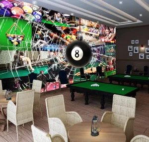 3D Silk Waterproof Snooker Billiard Room Club Decorative Mural Wallpaper Tableau