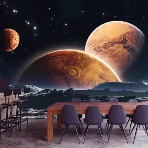 3D Space Moon Mars Background Wallpaper Industrial Design Entertainment Custom Bar Pool Science Museum KTV Live Decoration