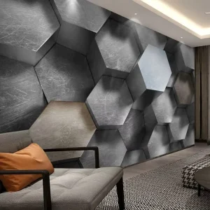 3D Stereo Embossed Matte Gloss Concave convex Visual Space Seamless Fabric Custom Industrial Style Graphic Design Wallpaper
