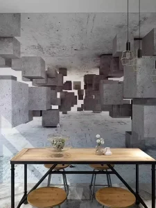 3D Textured Geometric Industrial Waterproof Seamless Fabric Wallpaper Matte/Glossy Finish Self-adhesive Gym Live Streaming Room