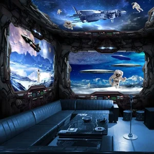 3D Three-dimensional Bar Industrial Entertainment KTV Private Room Wallpaper Custom Cosmic Starry Sky Background Hotel Ceiling