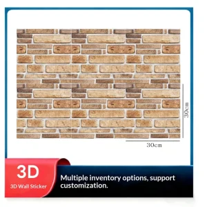 3D Three dimensional Tile Wall Stickers Self adhesive Decorative PVC Wallpaper Simulated Bricks Fireproof Kitchen Living Room