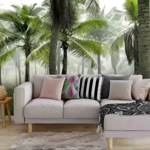 3D Tropical Palm Trees Self adhesive Waterproof Peel and Stick Removeable Hospital Use Modern Wallpaper Wall Mural