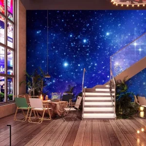3D Universe Geometric Industrial Design Waterproof Seamless Fabric Self Adhesive Bar Private Room Wallpaper Entertainment
