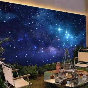 3D Universe Geometric Industrial Design Waterproof Seamless Fabric Self-adhesive Bar Private Room Wallpaper Entertainment