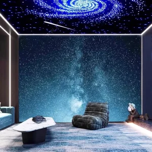 3D Universe Industrial Starry Sky KTV Bar Theme Seamless Fabric Wallpaper for Children’s Room and Living Room