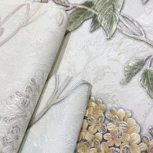3D Vine Plants and Flowers PVC Solid Color Mottled Wallpaper Bedroom Living Room Villa Home Decoration Background Wall Wallpaper