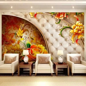 3D Wall Paper Living Room Wall Decoration Arch Peony Flower Mural Wallpaper