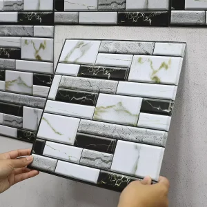 3D Wall Tile Sticker Brick Pattern Self Adhesive Anti Collision Wallpaper Wall Tile Sticker for Interior Decoration
