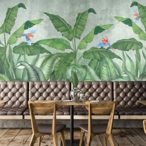 3D Wallpaper Custom Tropical Trees and Parrots Decoration Murale Coffee Shop Papier Peint Mural