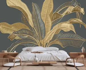 3D Wallpaper High Quality Gold traced Exquisite Craft Wall Murals Customizable Designs for Home and Commercial Decor