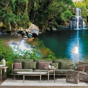 3D Waterfall Landscape Self-adhesive Removeable Wallpaper Wall Mural Sticker
