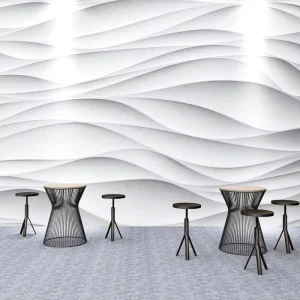 3D Wave Texture White Wall Mural Peel and Stick Minimalist Wave Wallpaper for Home Wall Decor