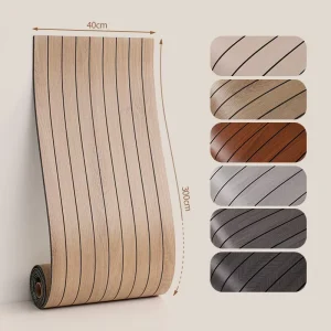 3D Wood Grain Stripe Self-Adhesive Wallpaper Roll with Anti-static Function for Hotel & Apartment DIY Home Decor