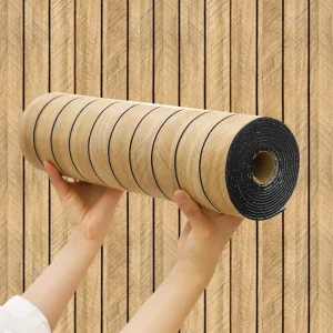 3D Wood Grain Wall Panel Self-Adhesive PVC Wallpaper Peel and Stick Decorative Wall Sticker 15.7x118in Brown for Home Office
