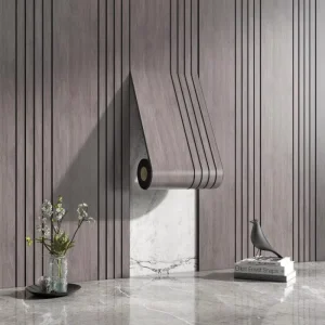 3D Wood Like Wallboard Waterproof Self adhesive Embossing Flat Noodles Design Wallpaper for TV Wall Living Room