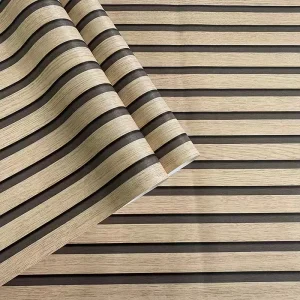 3D Wooden Slat Wallpaper Design Peel and Stick Self Adhesive Vinyl Wall Paper for Wall Bedroom