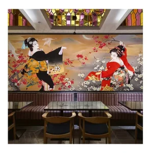 印刷日本餐厅装饰自粘乙烯基 3d 壁纸