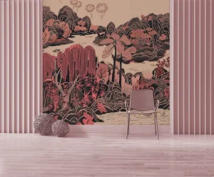 3d Wallpaper Red Mountain Landscape Abstract Wall Arts Wall Paper for Leisure Place Wallpapers Designs