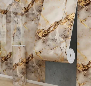 4*8FT 4*9FT PVC Marble Self-Adhesive Waterproof Modern Bathroom Wall Paper Decorative Sticker Roll for Household Use