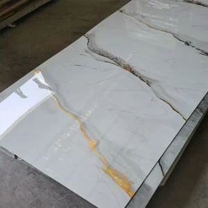 4*8ft WPC Shower Wall Panels Excavator Flexible PVC Marble Sheet 3D High Glossy Wallpapers for Living Room Waterproof Fireproof