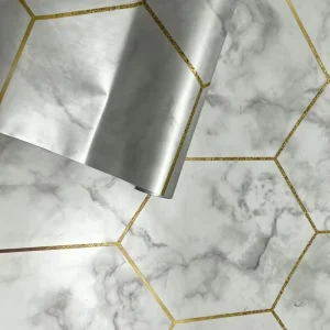 45cm Gold Hexagon Marble Wallpaper SelfAdhesive Vinyl Material Sticker Decorative Wallpaper Rolls