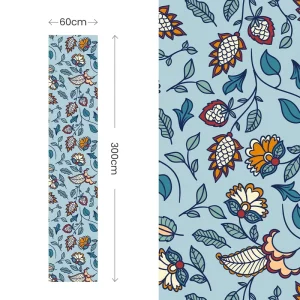 50*300cm Waterproof Polyester Self Adhesive Wallpaper for Living Room & Bedroom Flower Pattern TV Background