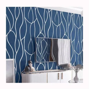 5D Modern Dark Blue Deerskin Suede Velvet Flock Wall Paper Home Decorative Non Woven Wallpaper