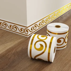 5M Geometric Modern PVC Wall Molding with 3D Surface Self Adhesive Waterproof Skirting Line Base Trim Home Decoration