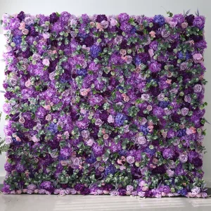5d Purple Color Roll up Fabric Curtain Wall Flowers Wall Decor Artificial Flower