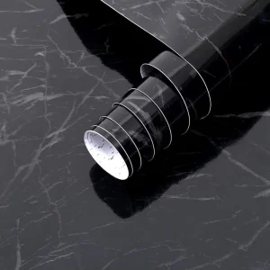 60cm*10m 3D Black PVC Vinyl Marble Wallpaper Sticker Peel and Stick Self Adhesive Waterproof Wallpaper for Kitchen