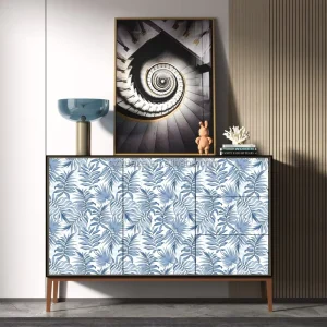 7.32*118.11 Inch Blue Feather Removable Peel and Stick Wallpaper Floral Self Adhesive Wallpaper Vintage Decorative Wall Paper