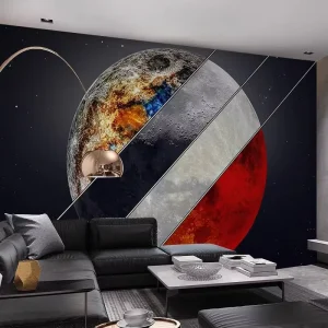 8D Three Dimensional Concave Convex Lunar Surface Seamless Fabric Waterproof Self adhesive Wallpaper Embossed Finish Vintage