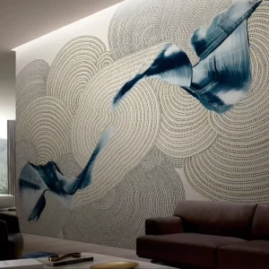 Abstract Dot Pattern Wallpaper Texture Blue Ribbon Wave Detail Wall Mural for Living Room Hotel Office Interior Wall Decoration
