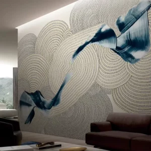 Abstract Dot Pattern Wallpaper Texture Blue Ribbon Wave Detail Wall Mural for Living Room Hotel Office Interior Wall Decoration