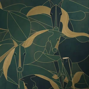 Abstract Style Horses 3D Wallpaper Mural Textured Peel and Stick Wall Decor for Bedroom Feature Wall Hotel Interior Design