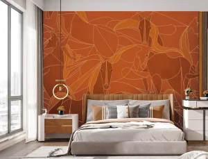 Abstract Style Horses 3D Wallpaper Mural Textured Peel and Stick Wall Decor for Bedroom Feature Wall Hotel Interior Design