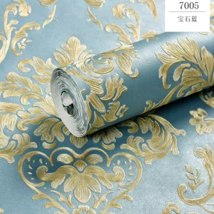American Country Style Damask Wallpaper Peel Stick 3D Embossed Non Woven Floral Fireproof for Hall Kitchen Bedroom Factory