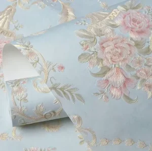 American Country Style Damask Wallpaper Peel Stick 3D Embossed Non Woven Floral Fireproof for Hall Kitchen Bedroom Factory