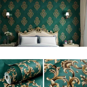 American Style Embossed Large Flower Wallpaper Self Adhesive Non Woven Wall Decor for Bedroom Living Room Hotel Background Wall