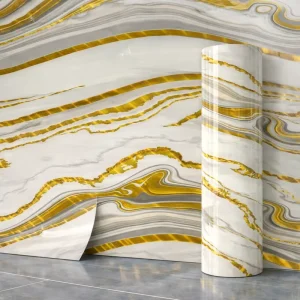 Anti-Mildew Self Adhesive Marble Wallpaper for Bathroom Renovation