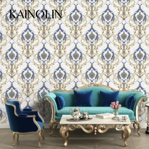 Antique Victorian Damask Mould-Proof Commercial Hotel Wallpaper for Bedroom Living Room Kitchen & Household Use