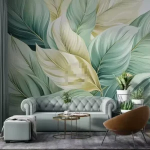 Art of Peeling and Pasting Green Plants and Flowers Customized 3D Wallpaper