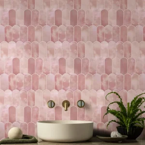 Backsplash Vinyl Stickers Pink Door Type Tile 3D Self Adhesive Wallpaper for Tiles Bathroom Kitchen